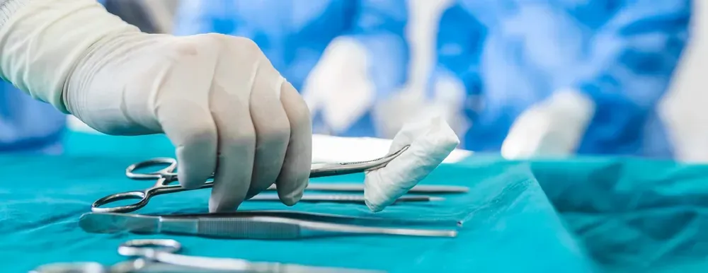 Surgical instruments on a surgical drape